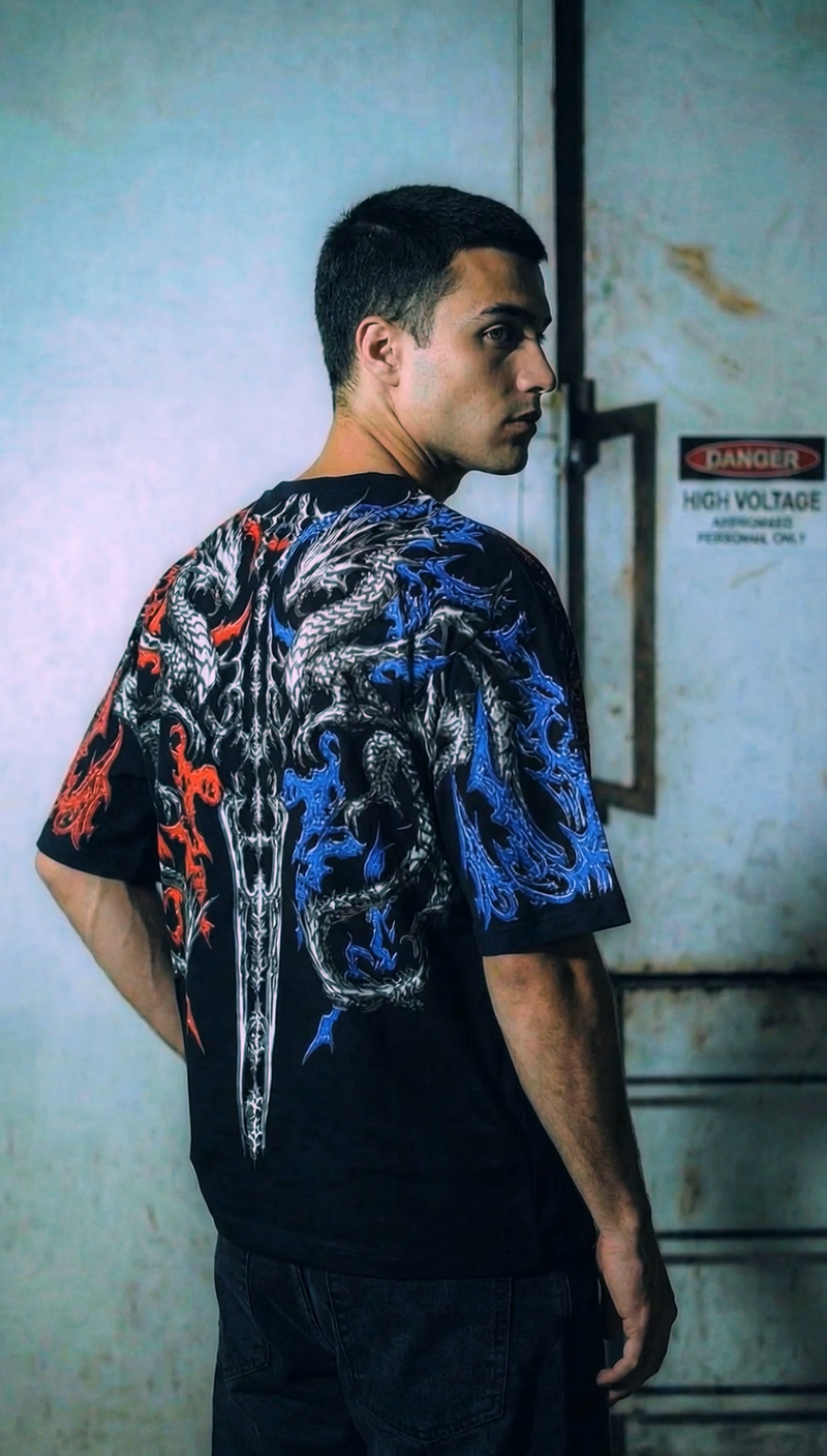 Hydra Clash Men's premium oversized cotton T-shirt for casual wear ifm