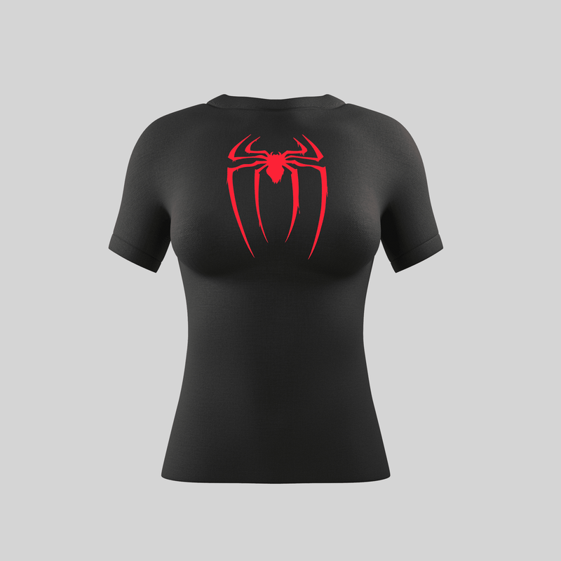 Women Spider Compression Tshirt Half Sleeve
