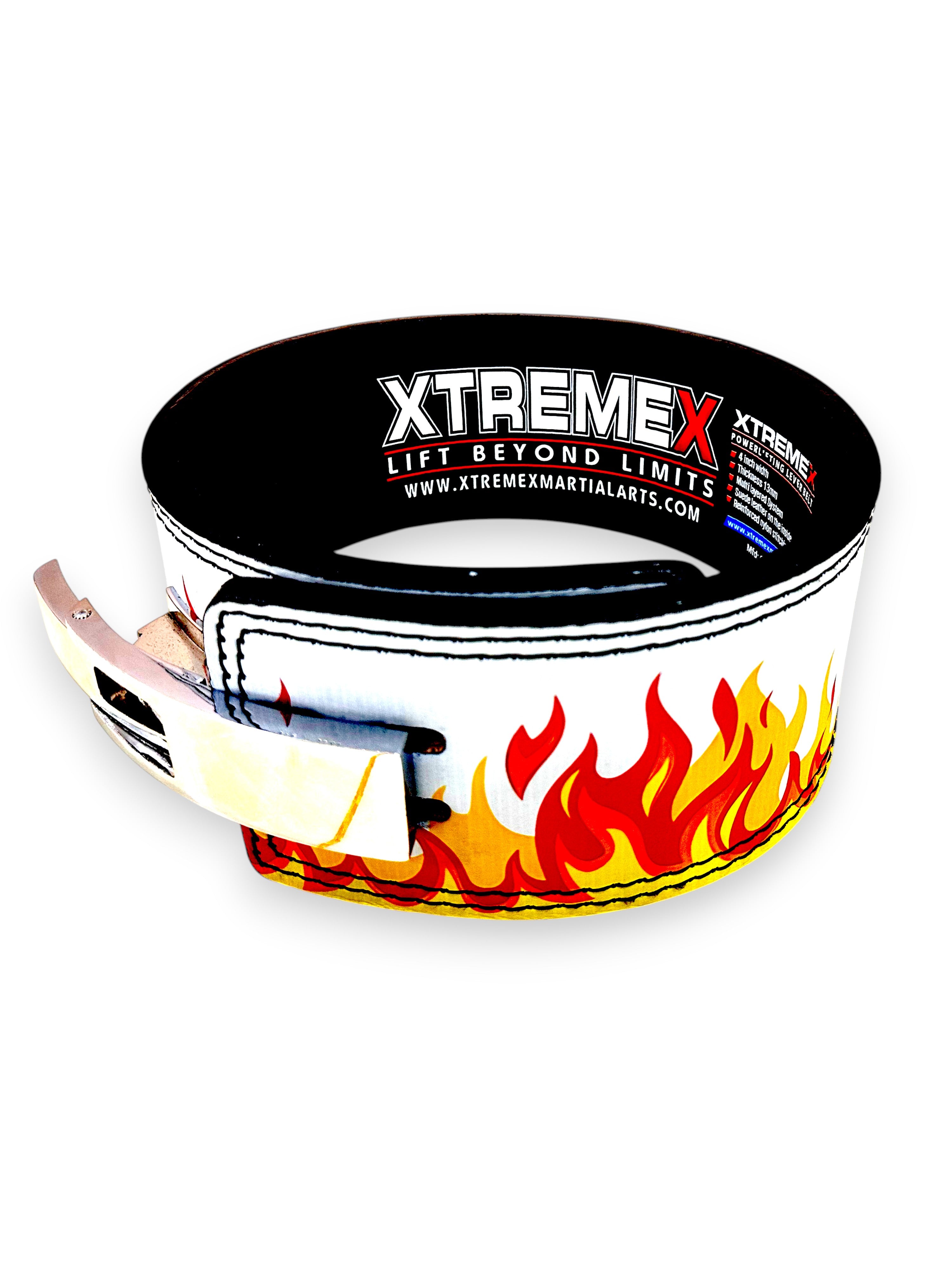 Image of XTREMEX POWERLIFTING 13MM LEVER BELT - FLAME WHITE