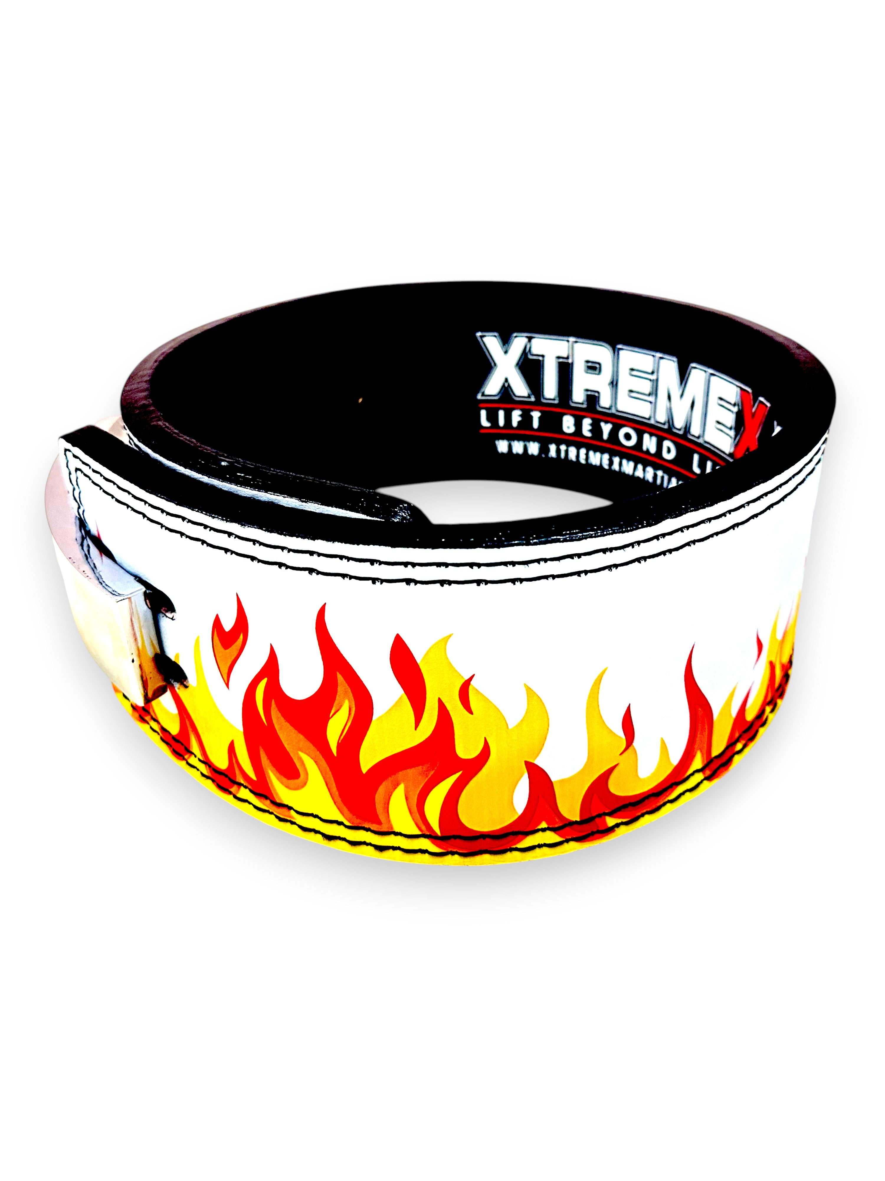 Image of XTREMEX POWERLIFTING 13MM LEVER BELT - FLAME WHITE