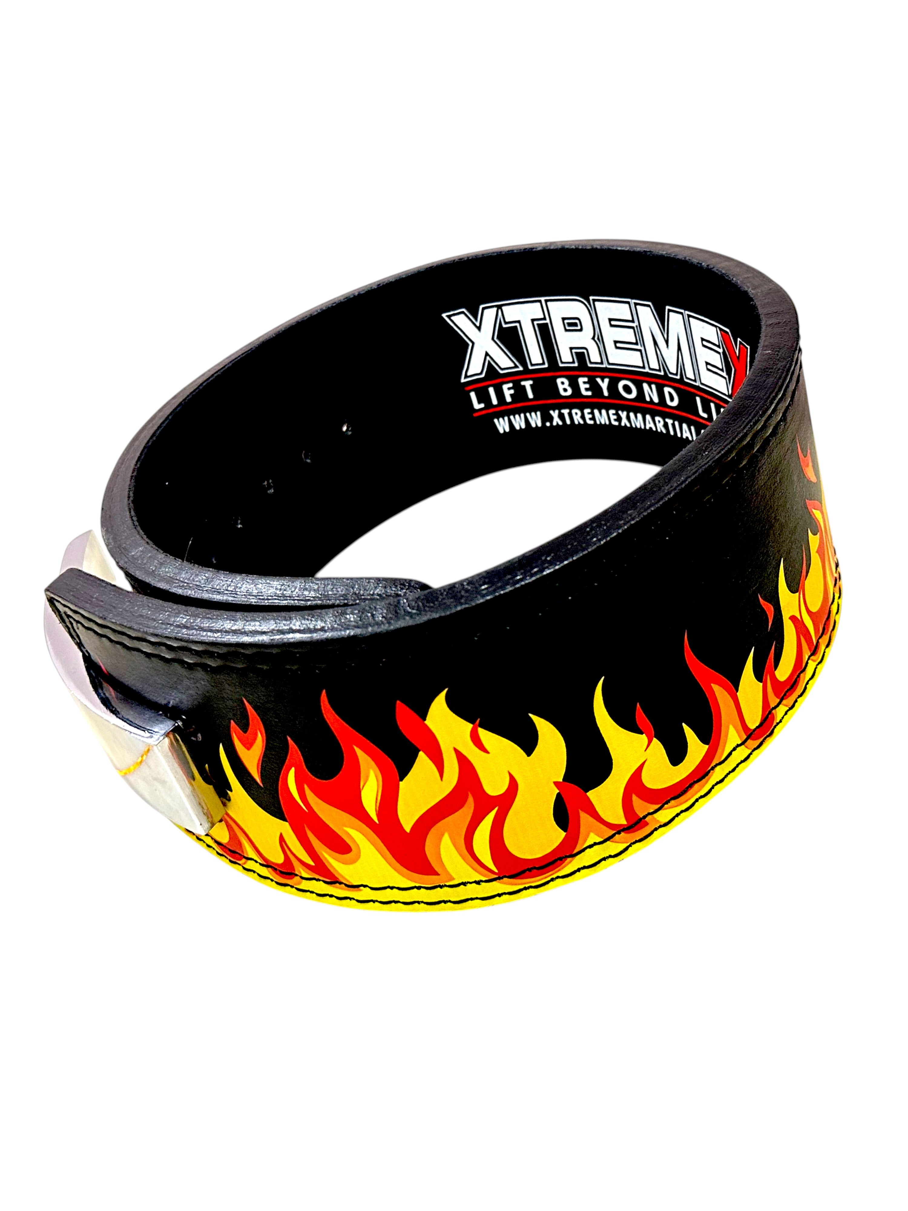 Image of XTREMEX POWERLIFTING 13MM LEVER BELT - FLAME BLACK