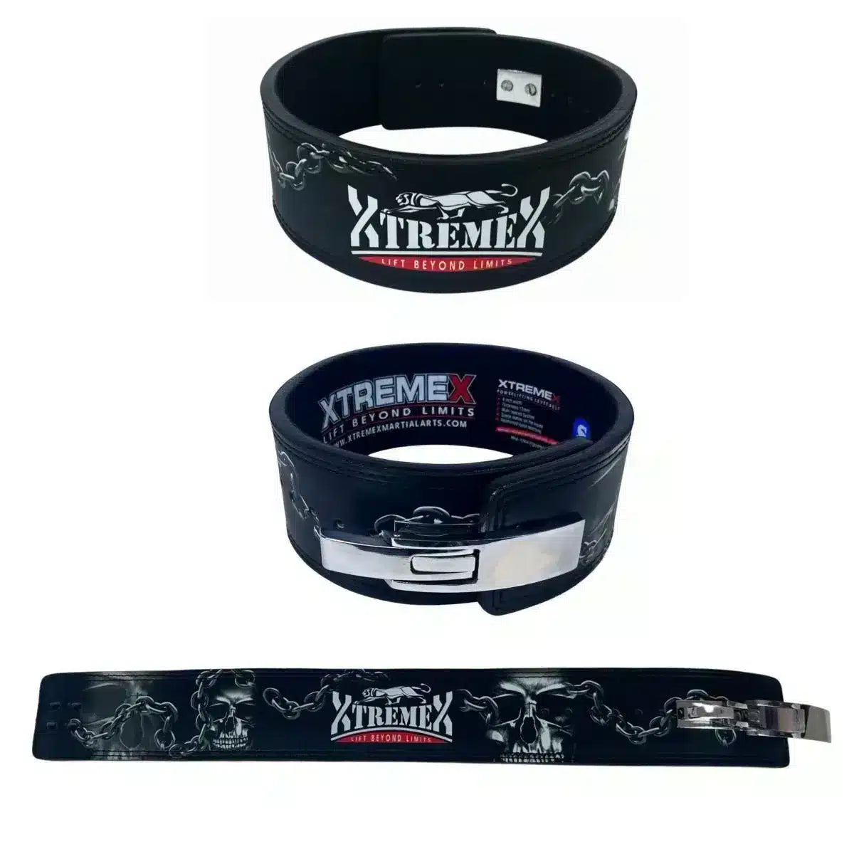 Image of XTREMEX POWERLIFTING 13MM LEVER BELT - IRON SKULL
