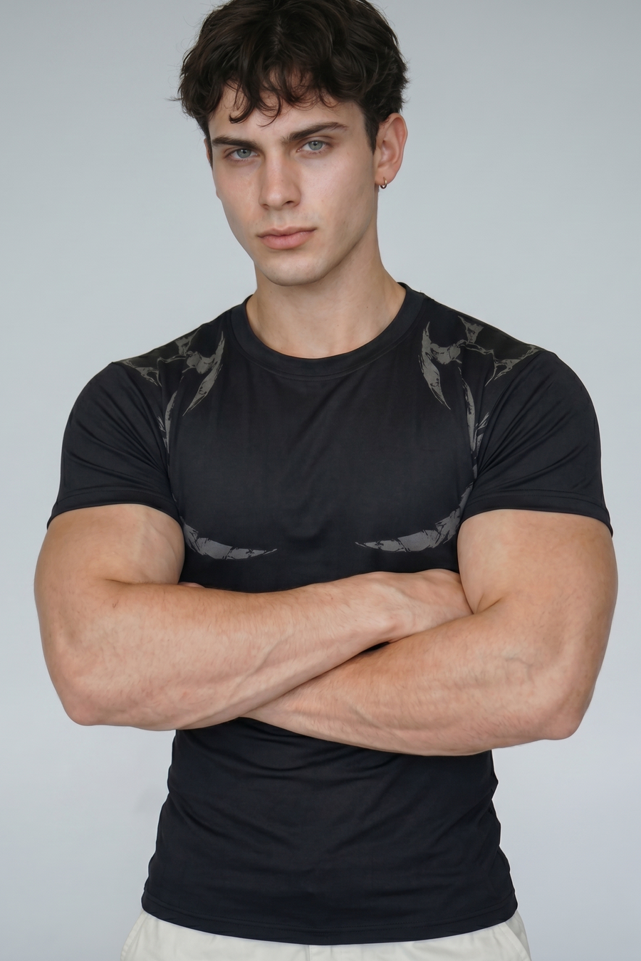 Men's black compression gym performance t-shirt