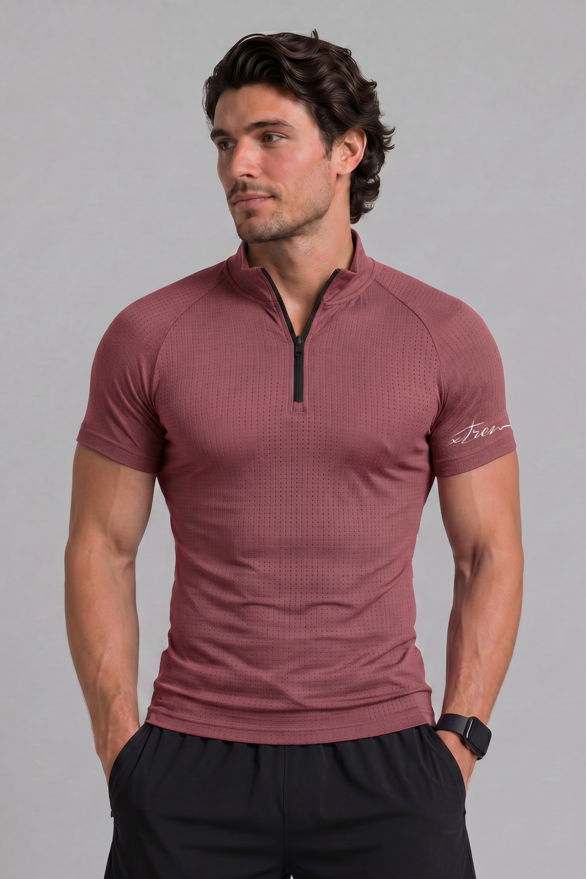 Aero Knit Compression Tshirt Half Sleeve - Rosewood