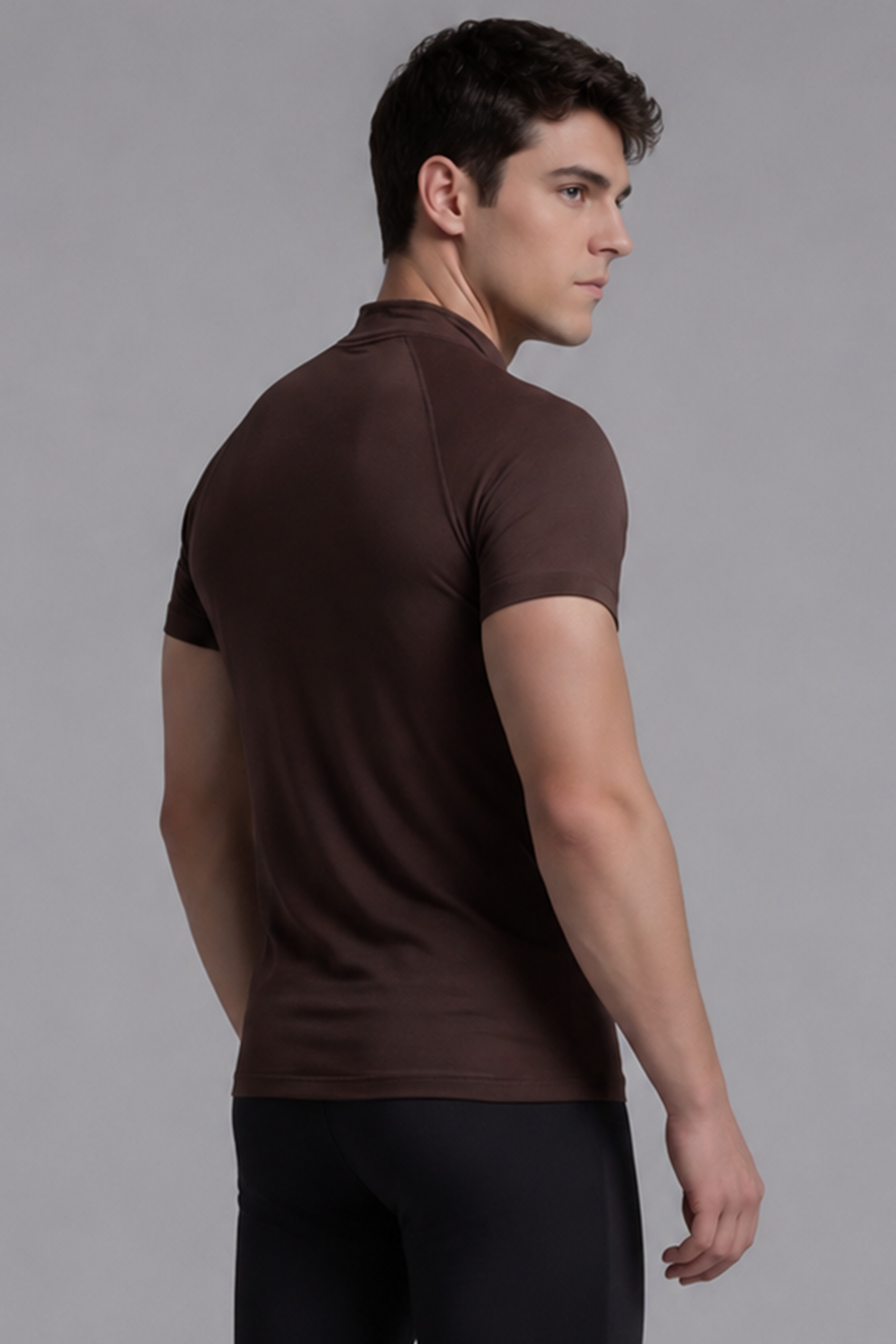 Image of Flex Zip Compression Tshirt Half Sleeve - Brown