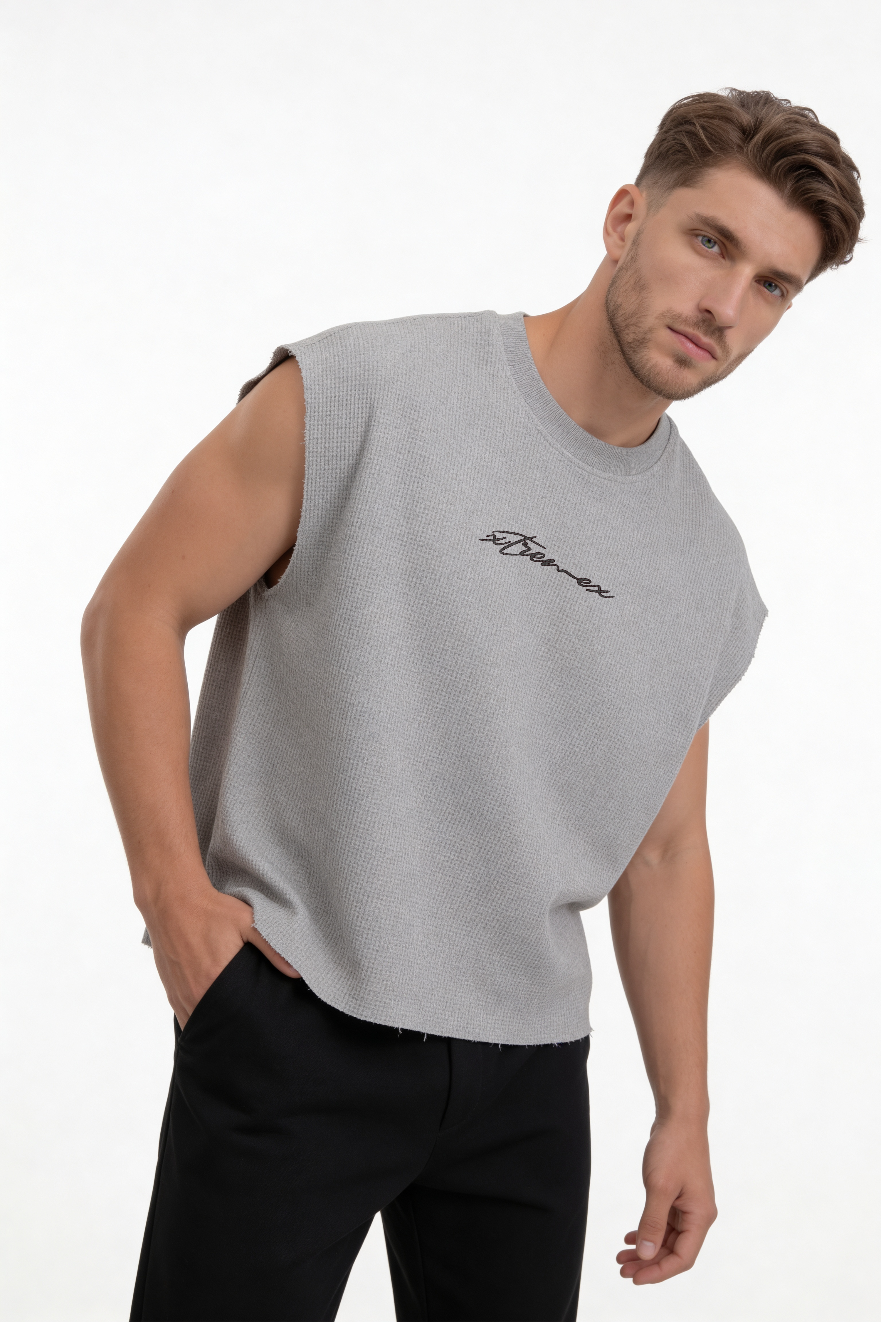 Image of Waffle Tank - Gray
