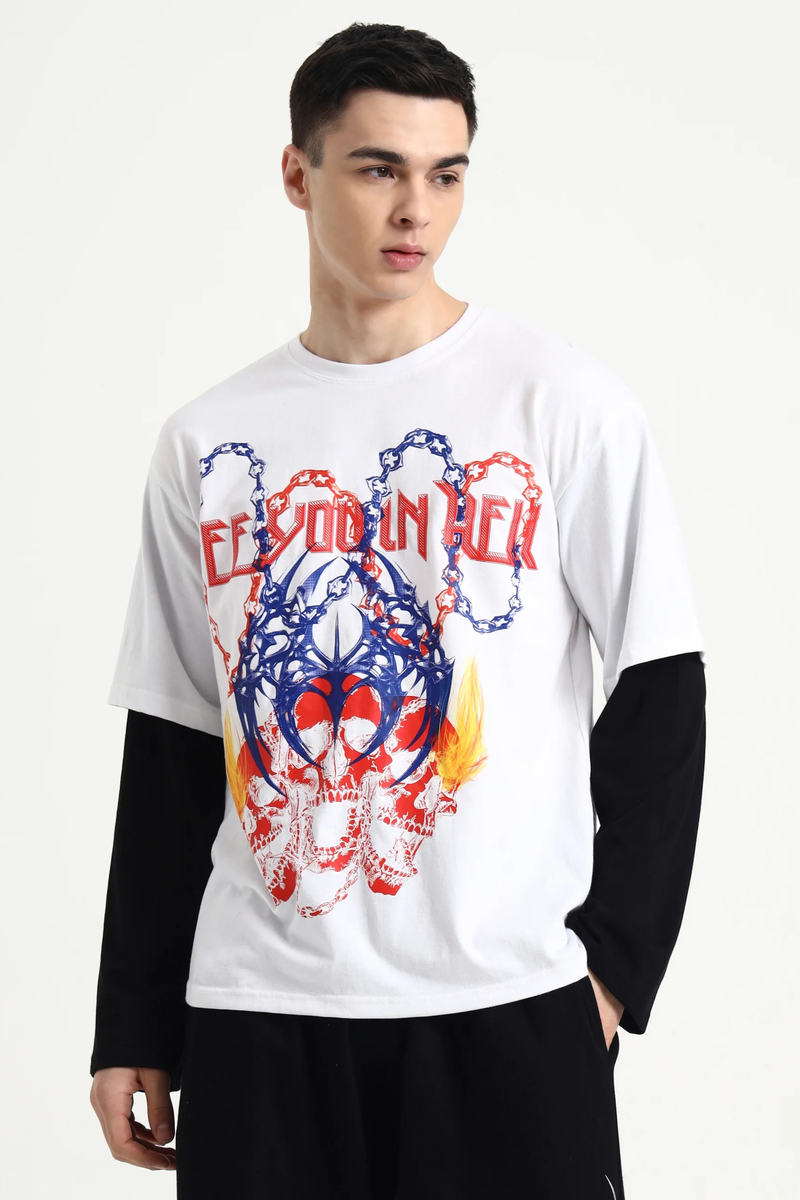Men's Hell Chains long sleeve oversized gym T-shirt ifm
