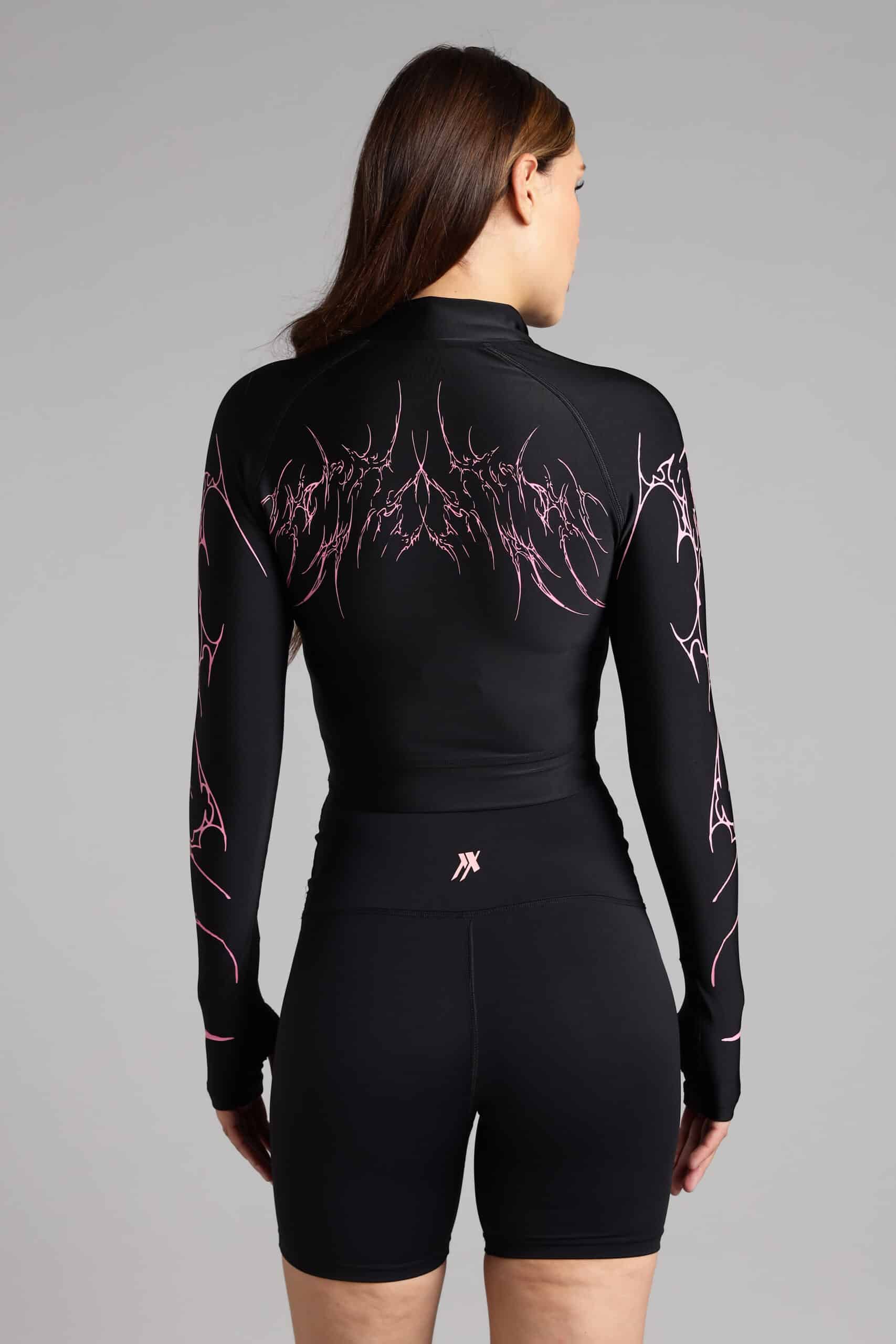 Women Pink Venom Cropped Compression Zipper