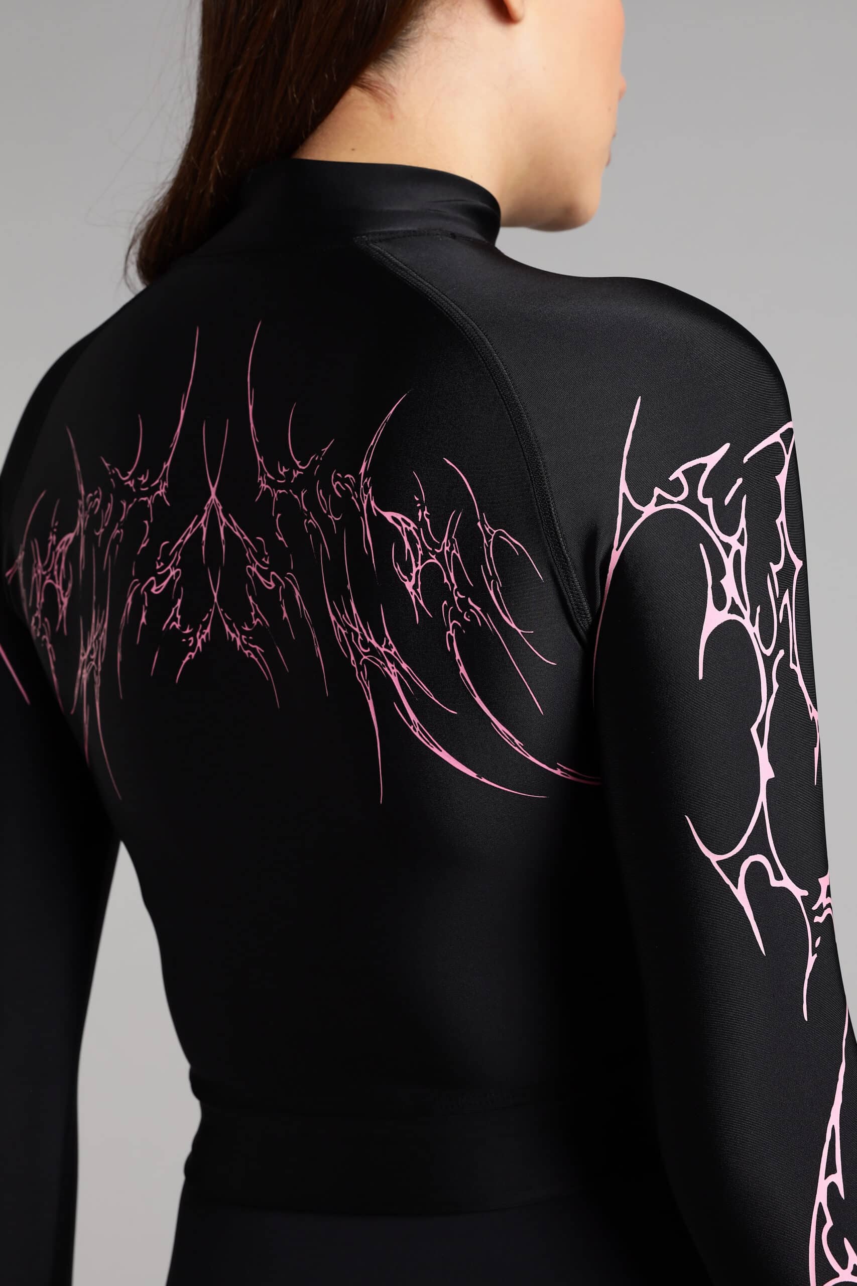 Women Pink Venom Cropped Compression Zipper