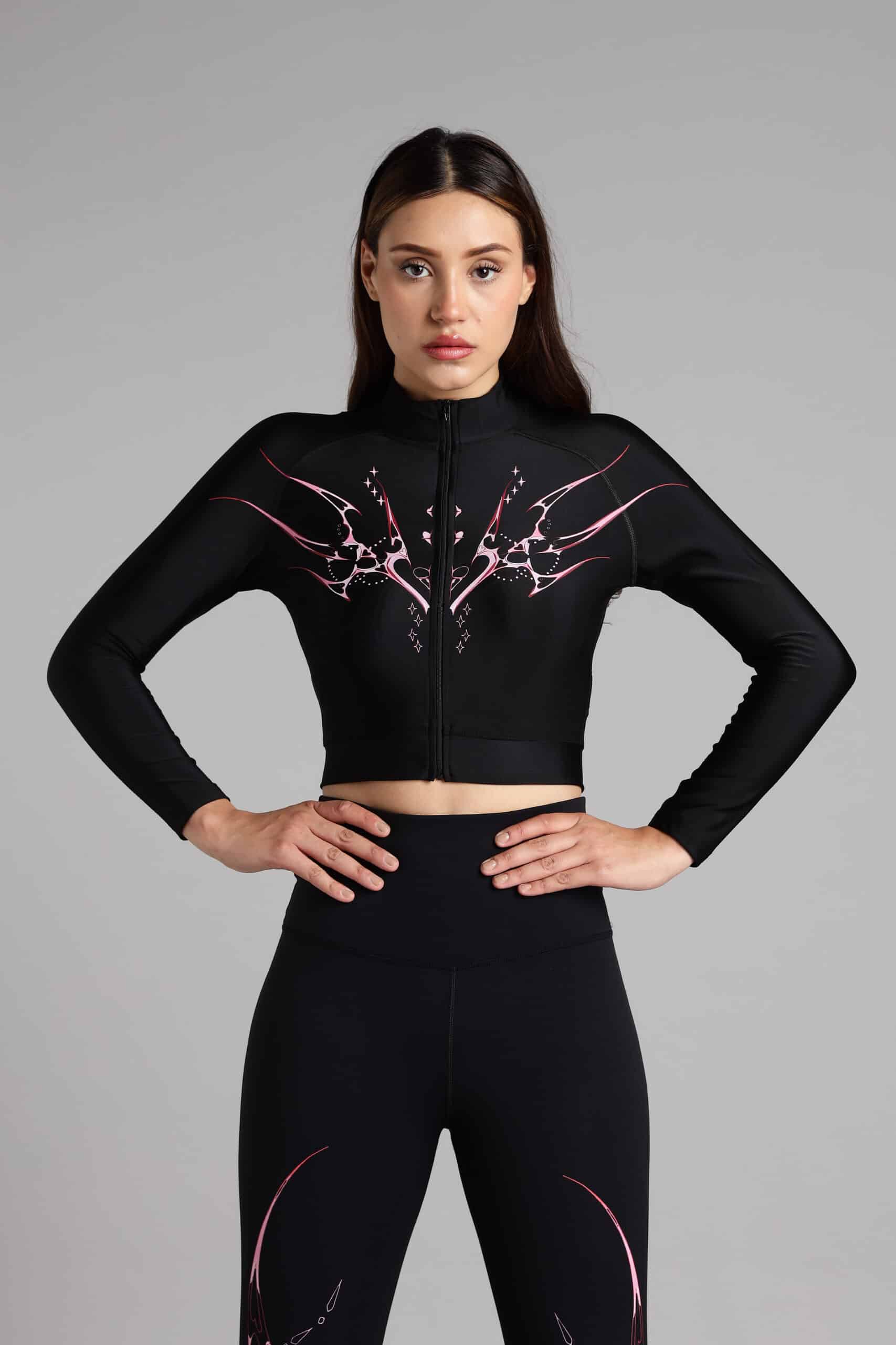 Women Blaze Cropped Compression Zipper