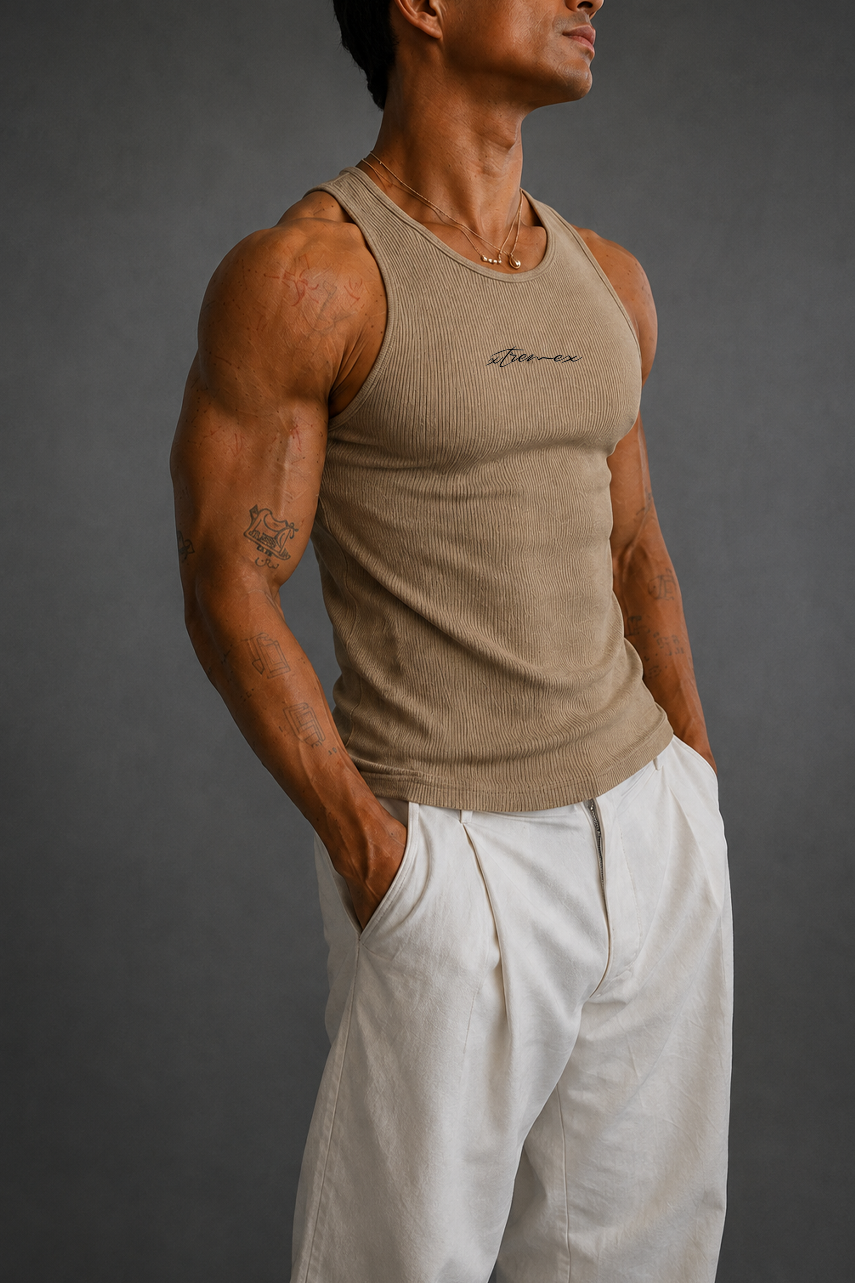 Image of Classic Ribbed Tank - Brown