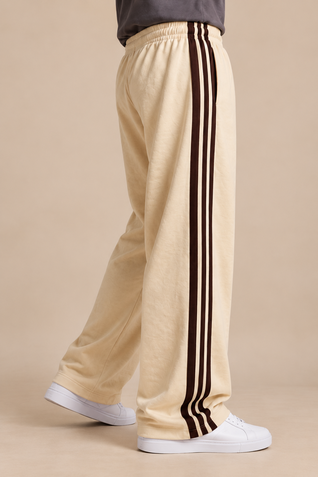 Tri Stripe Joggers - Beige