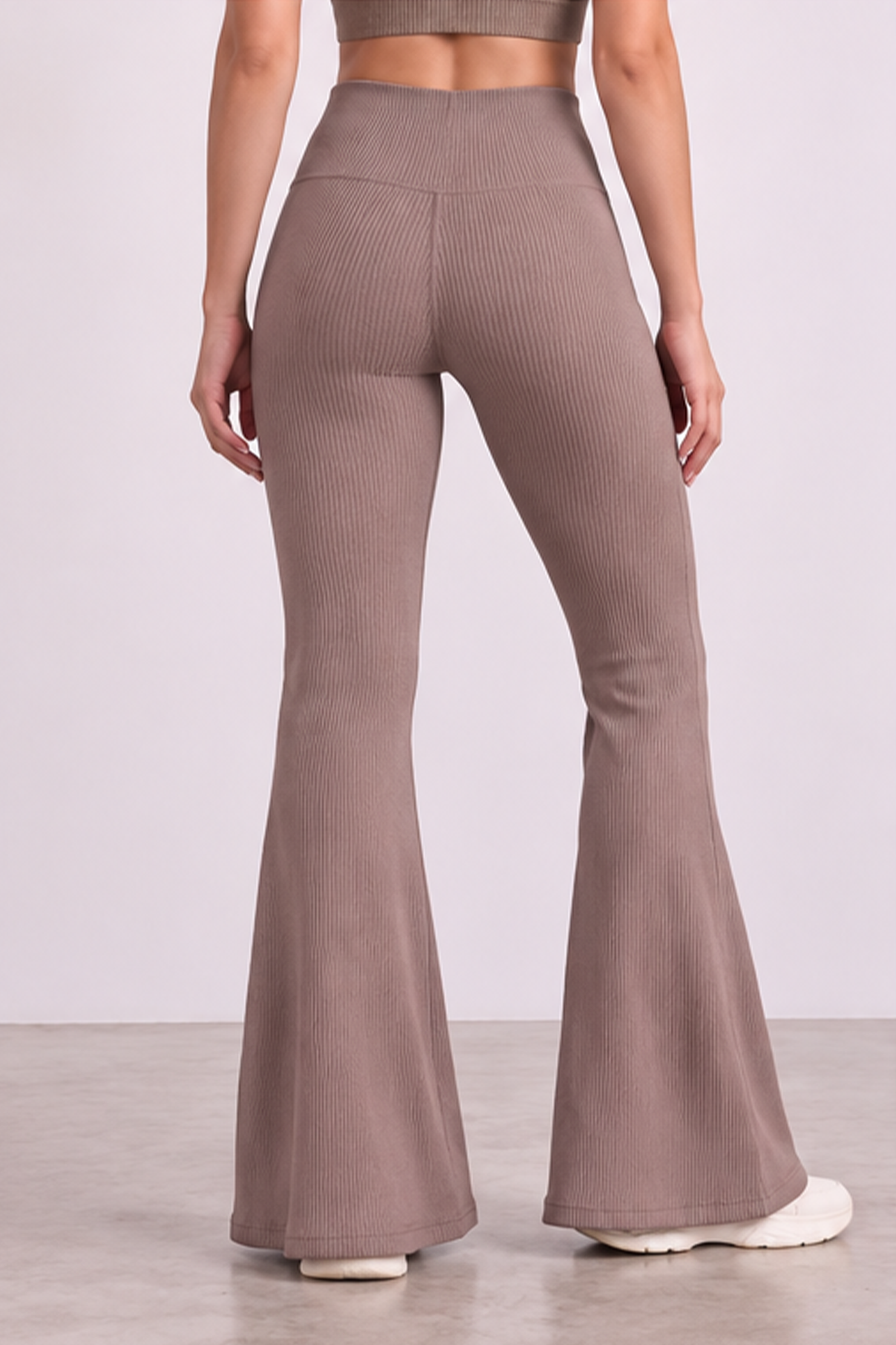 Image of Ribbed Flare Leggings - Mocha