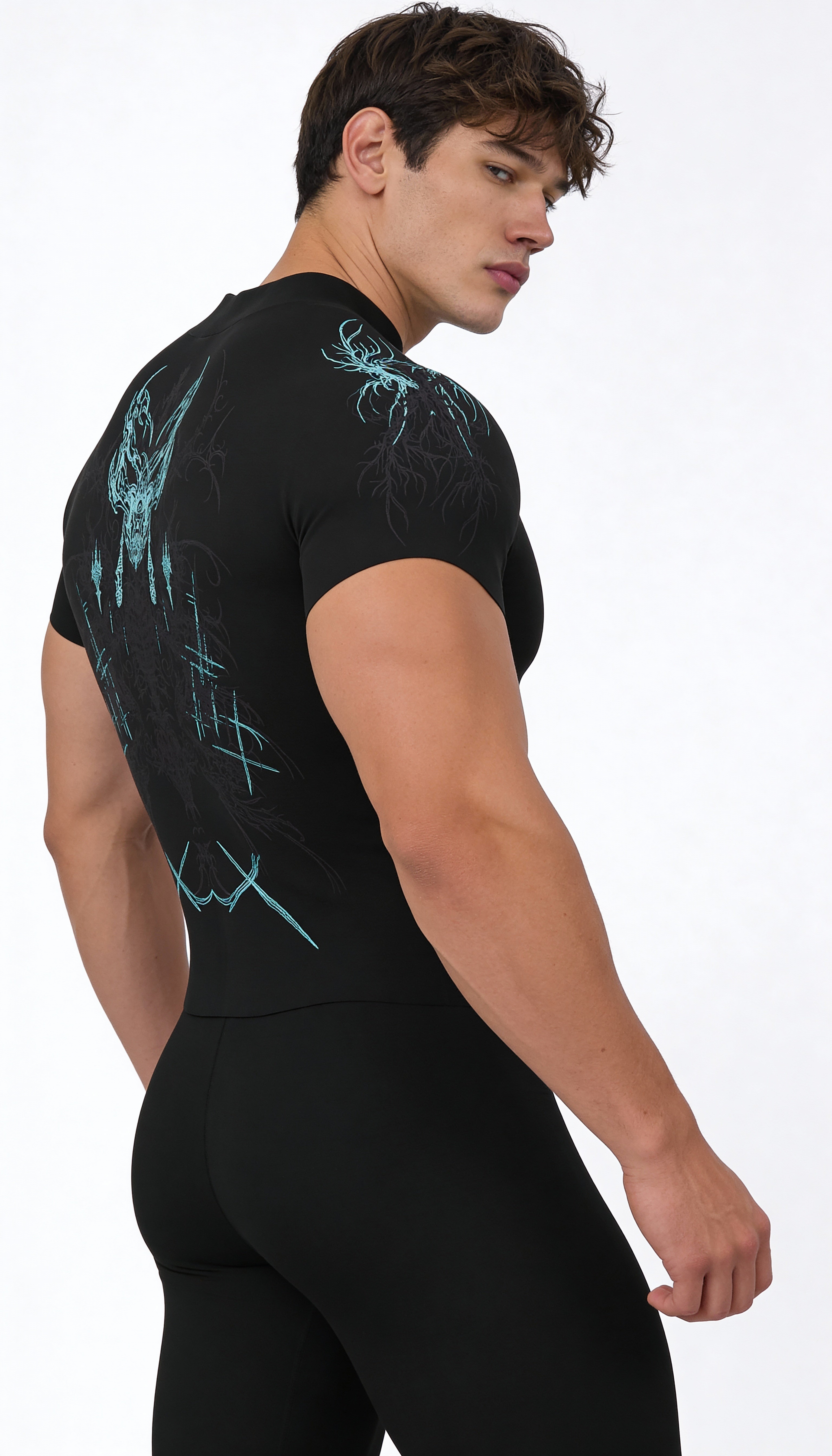 Image of Prime Arc Zip Compression Tshirt Half Sleeve - Blue/Black