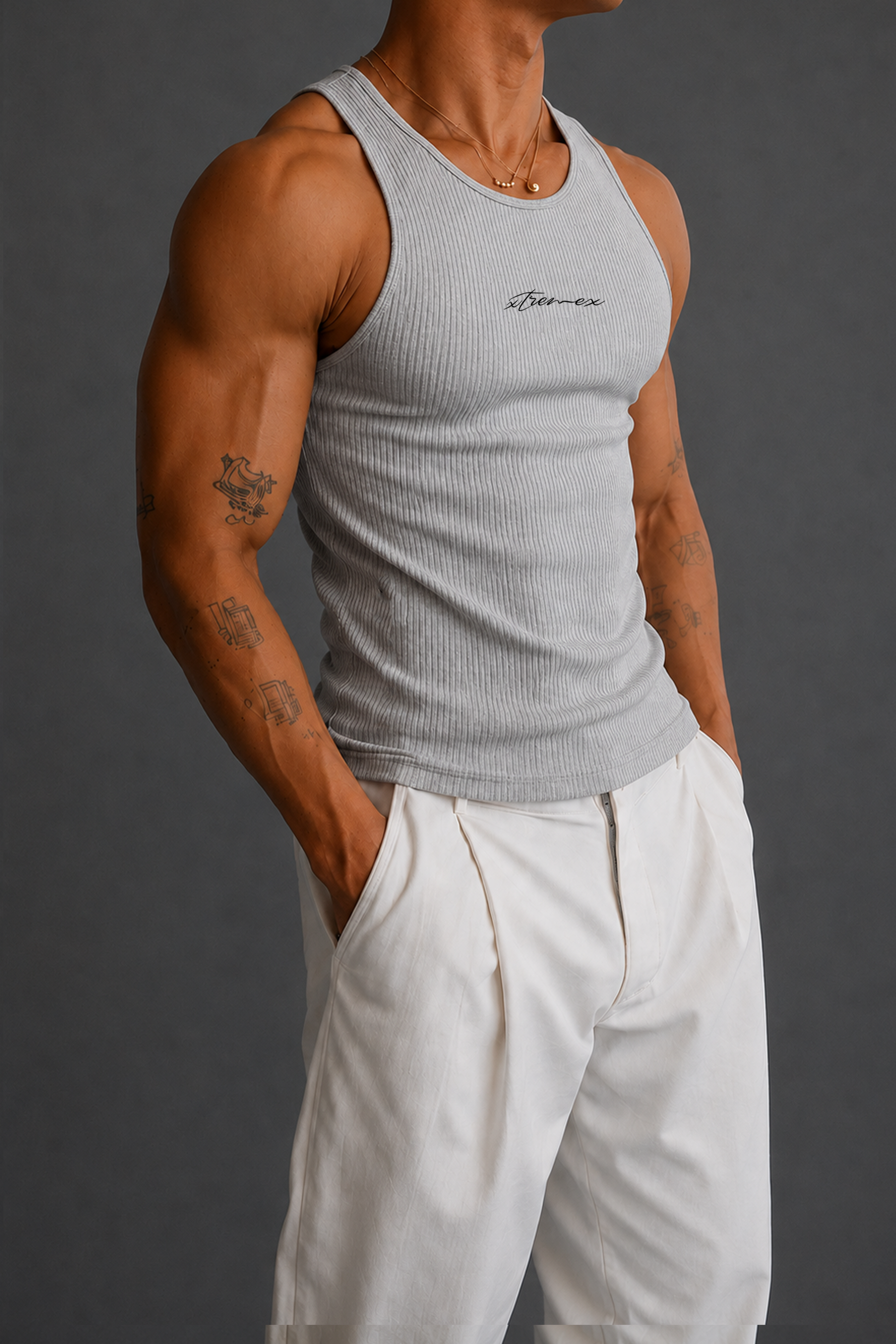 Classic Ribbed Tank - Gray