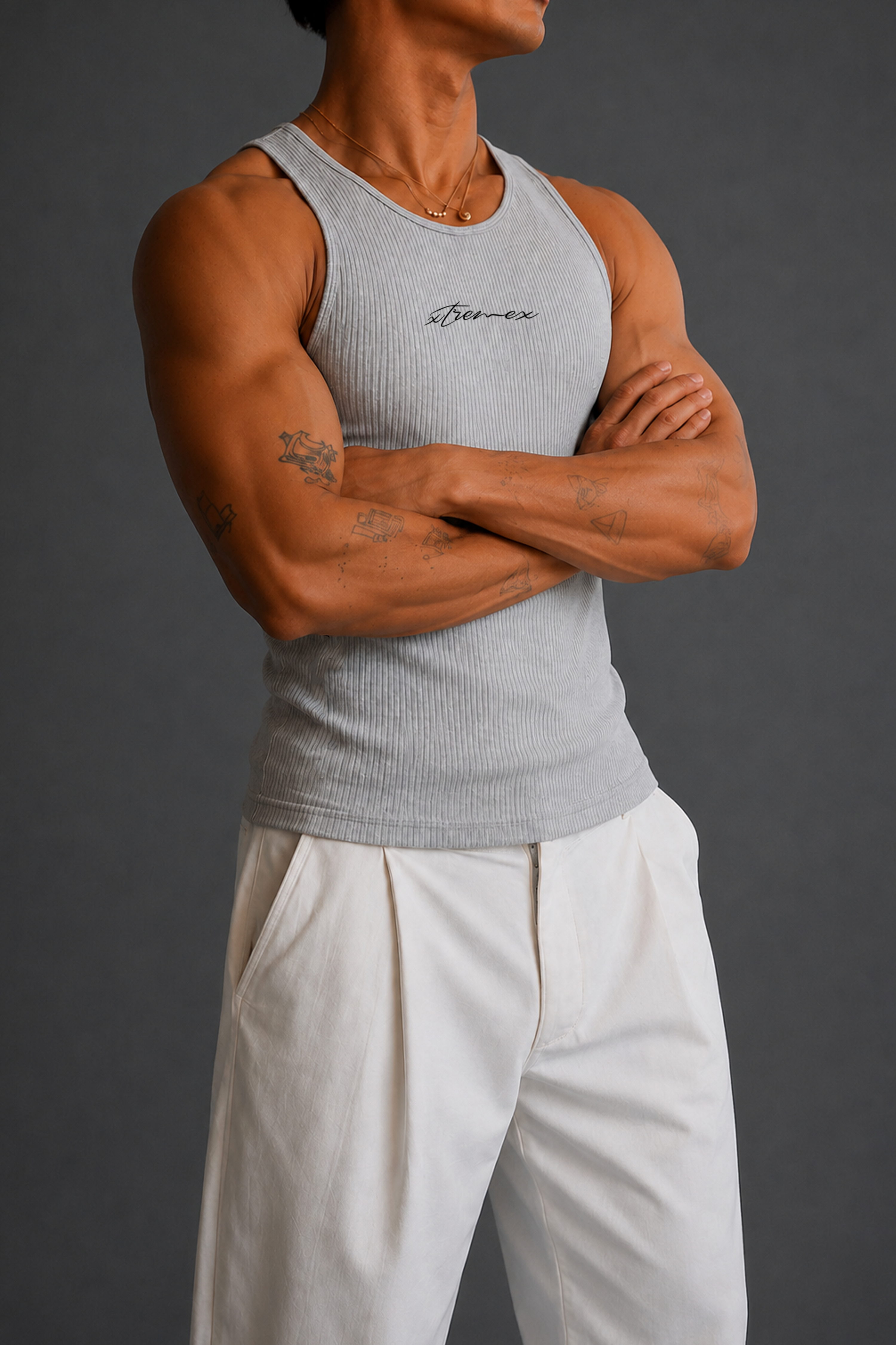 Image of Classic Ribbed Tank - Gray