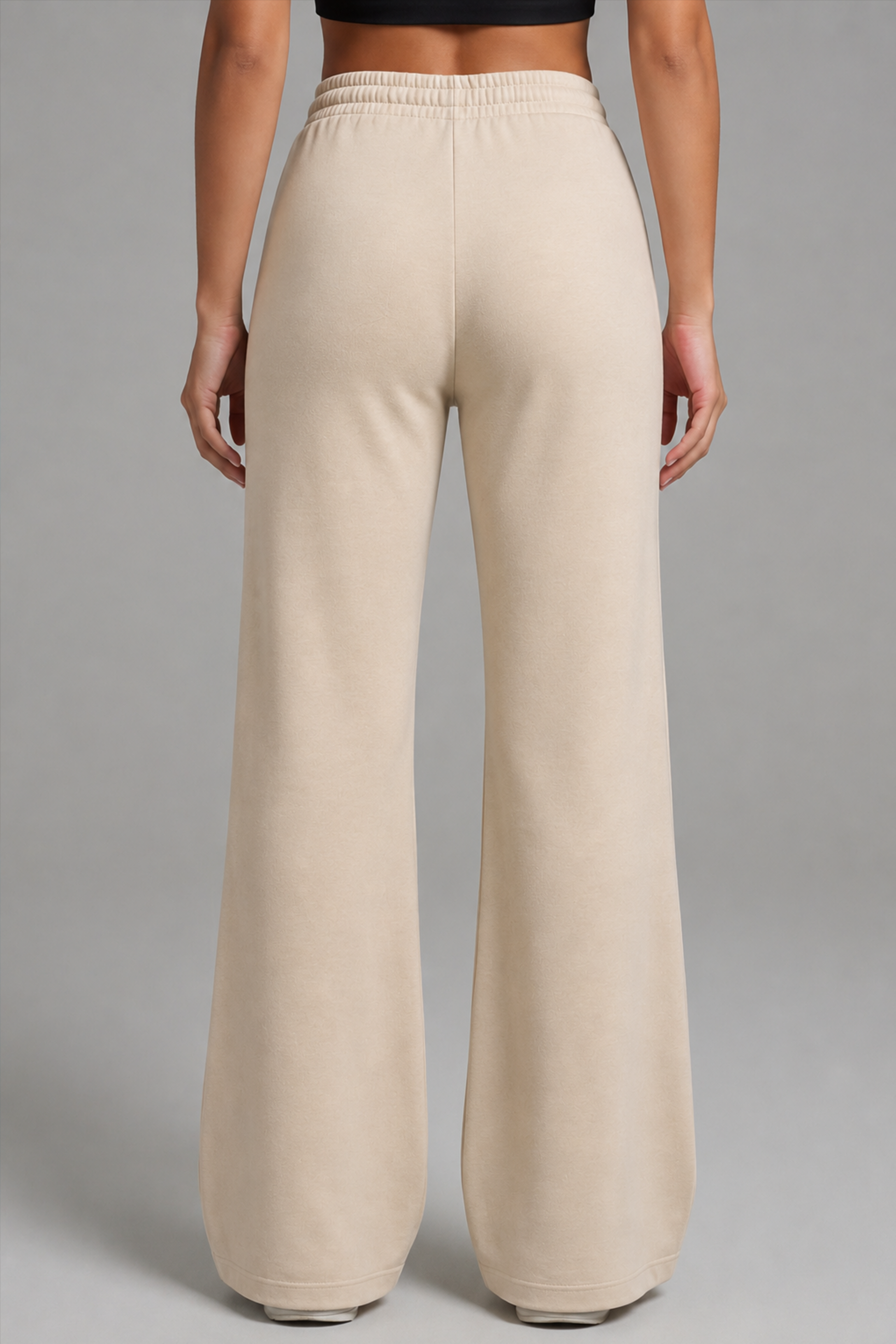 Beige everyday flared trousers for active lifestyle comfort
