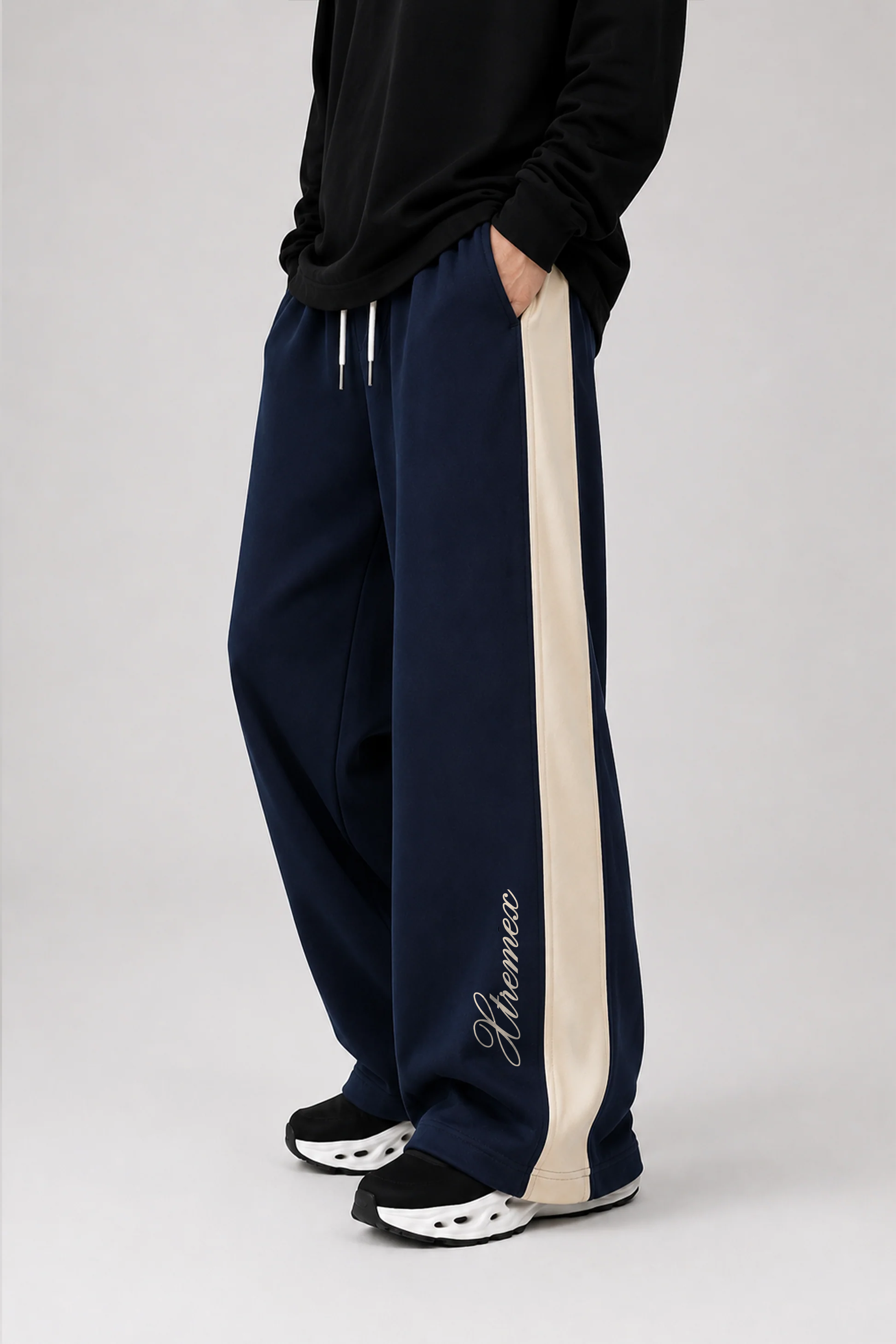 Image of Contrast Stripe Joggers - Navy