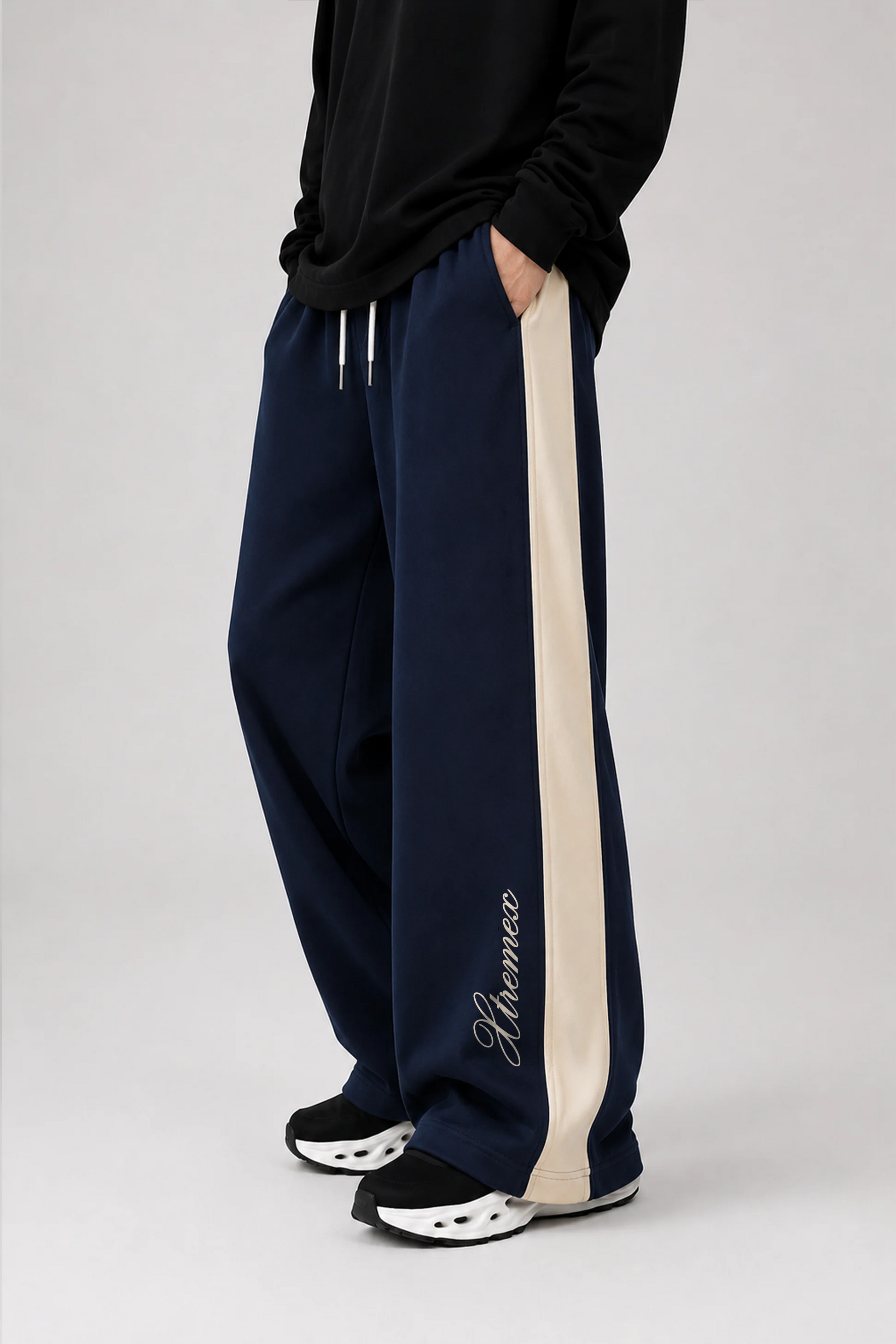 Contrast Stripe Joggers - Navy