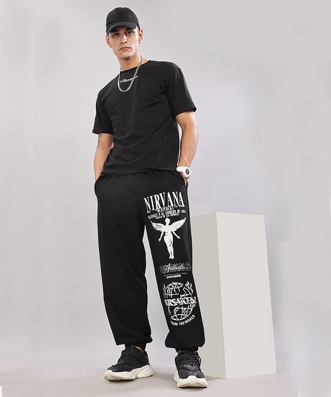 Vintage Nirvana oversized unisex joggers with pockets