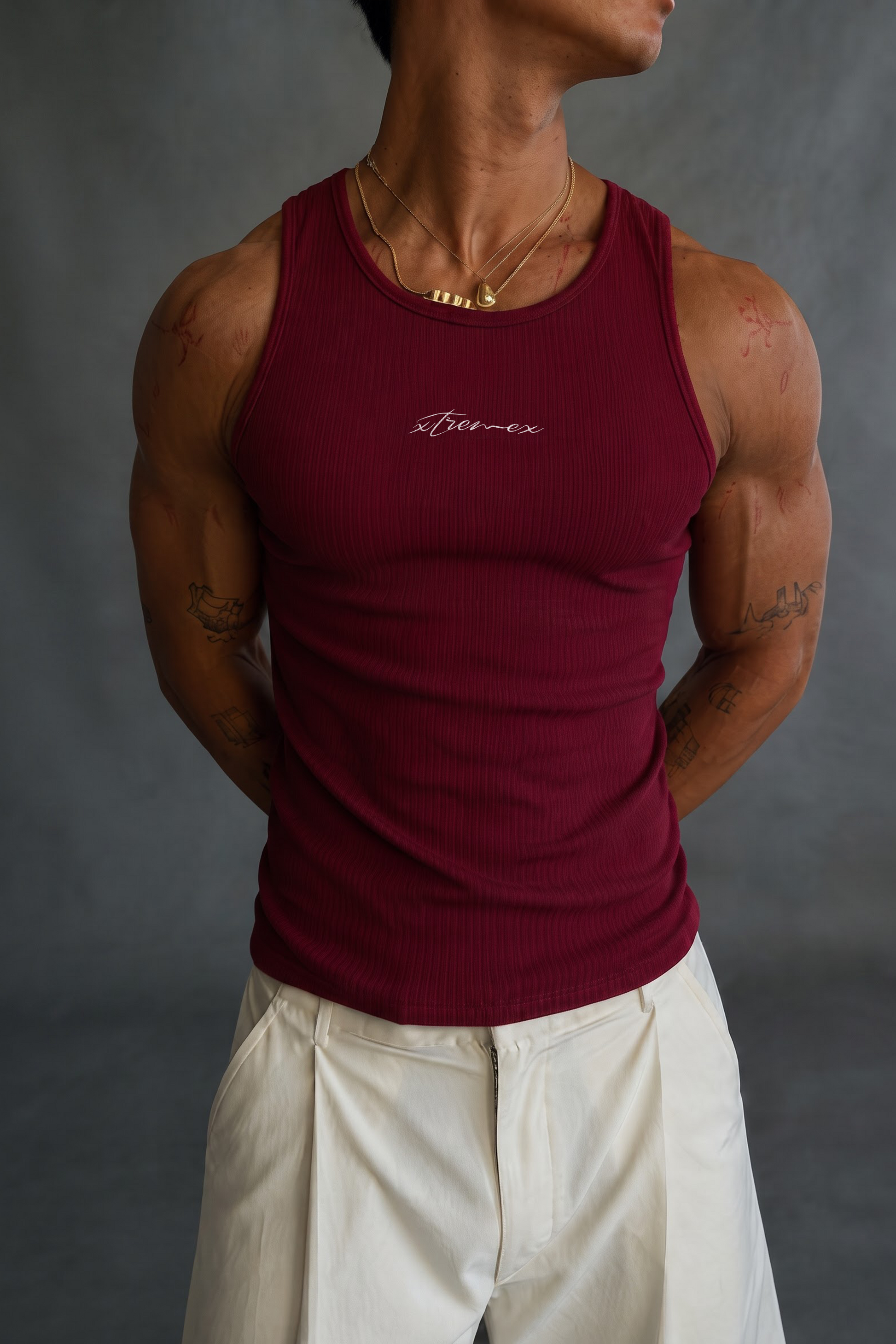 Classic Ribbed Tank - Maroon