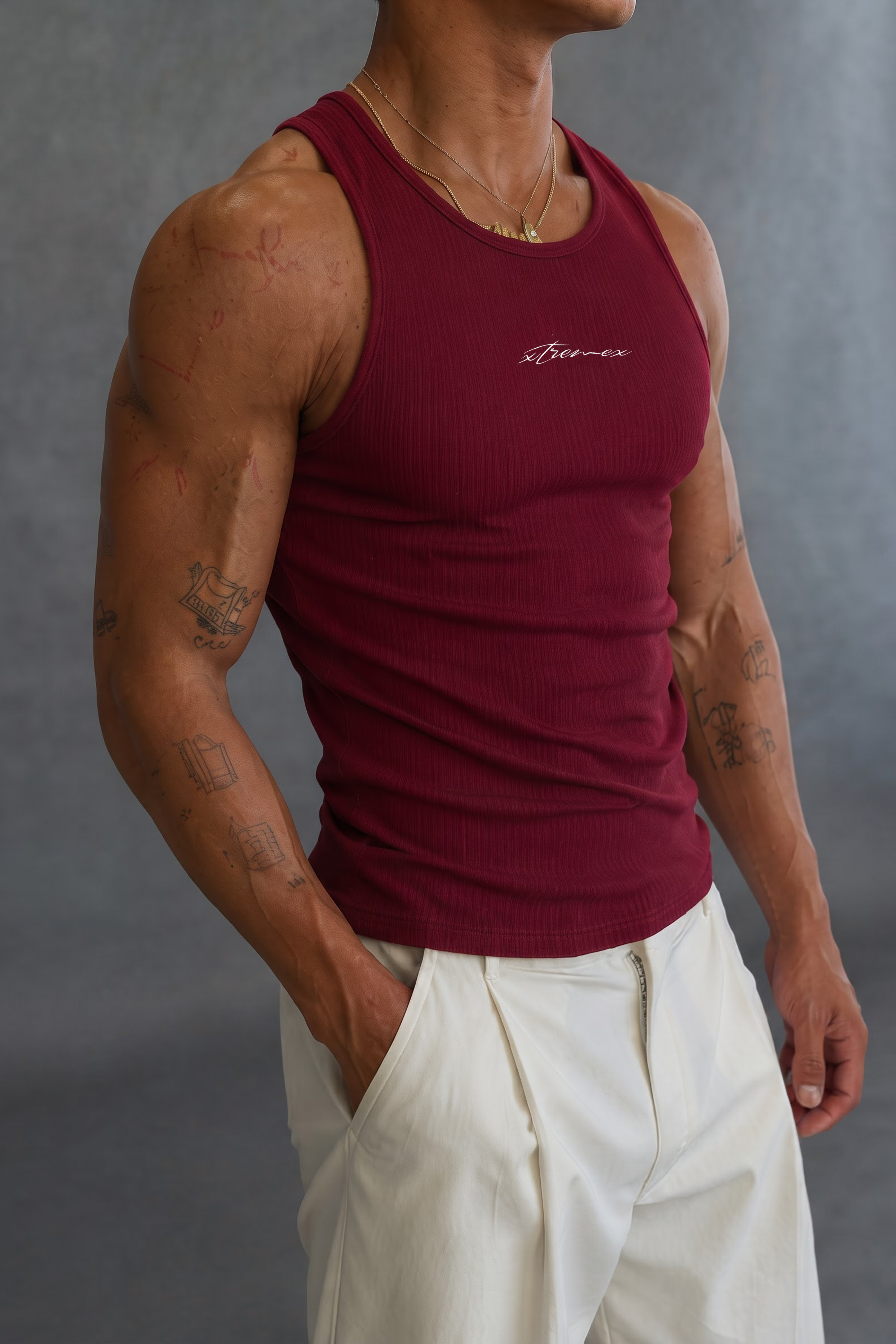 Image of Classic Ribbed Tank - Maroon