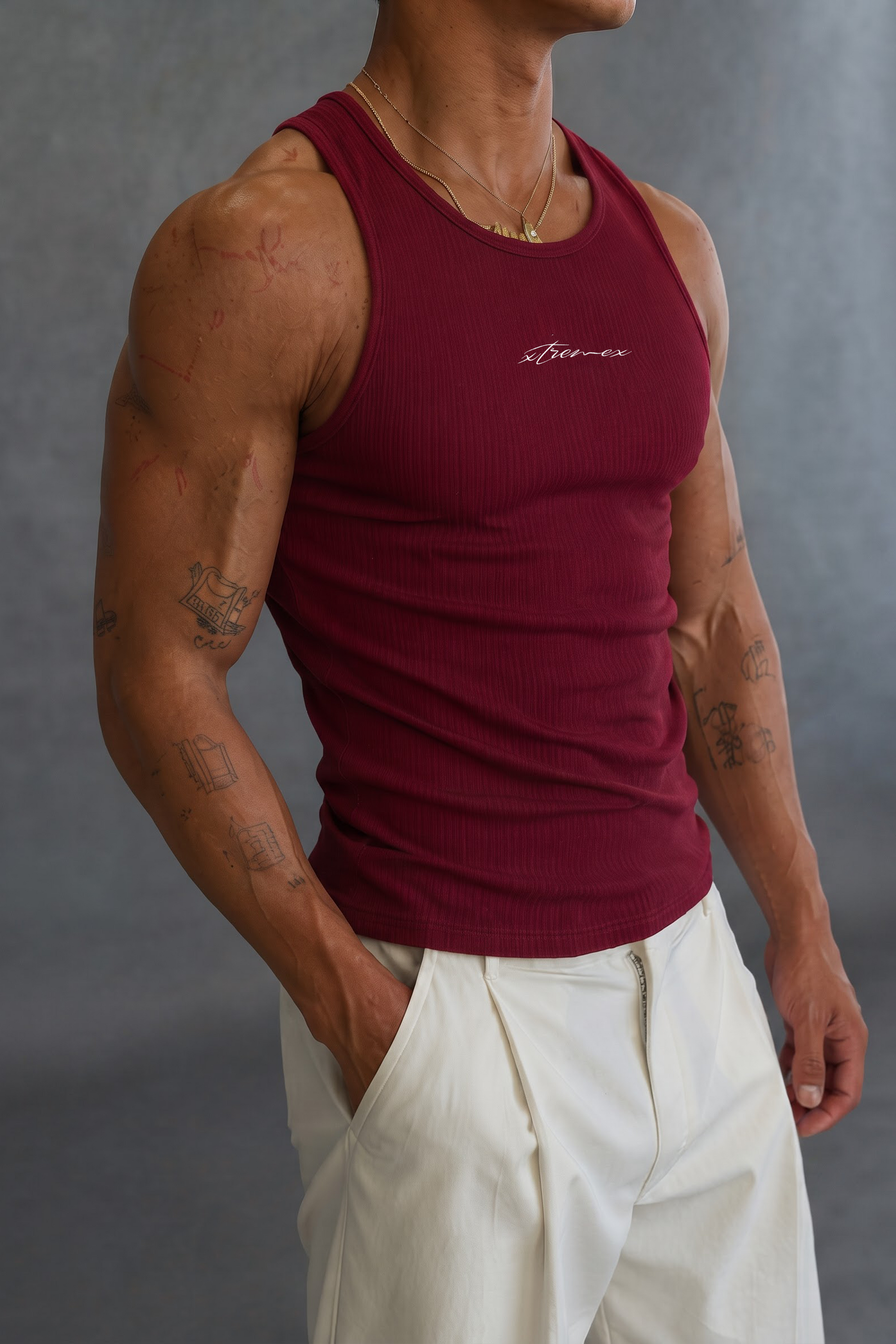 Classic Ribbed Tank - Maroon
