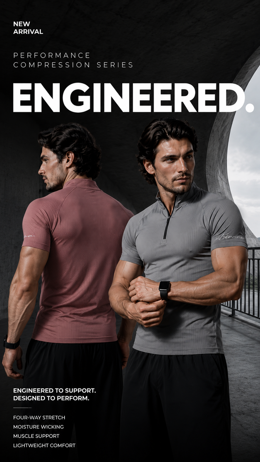 Performance compression shirt for gym and training
