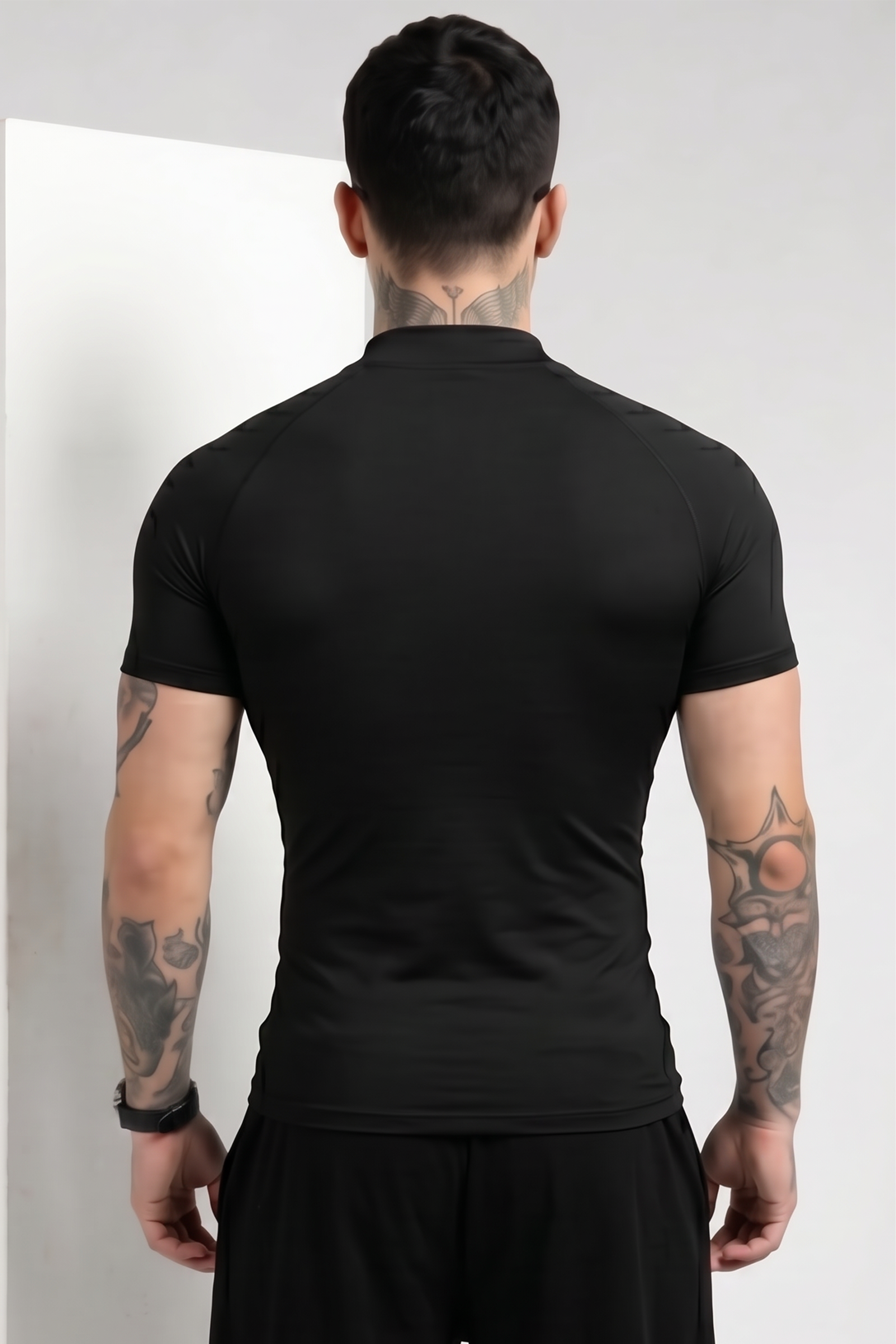 Image of Blackout Flex Zip Compression Tshirt Half Sleeve Black