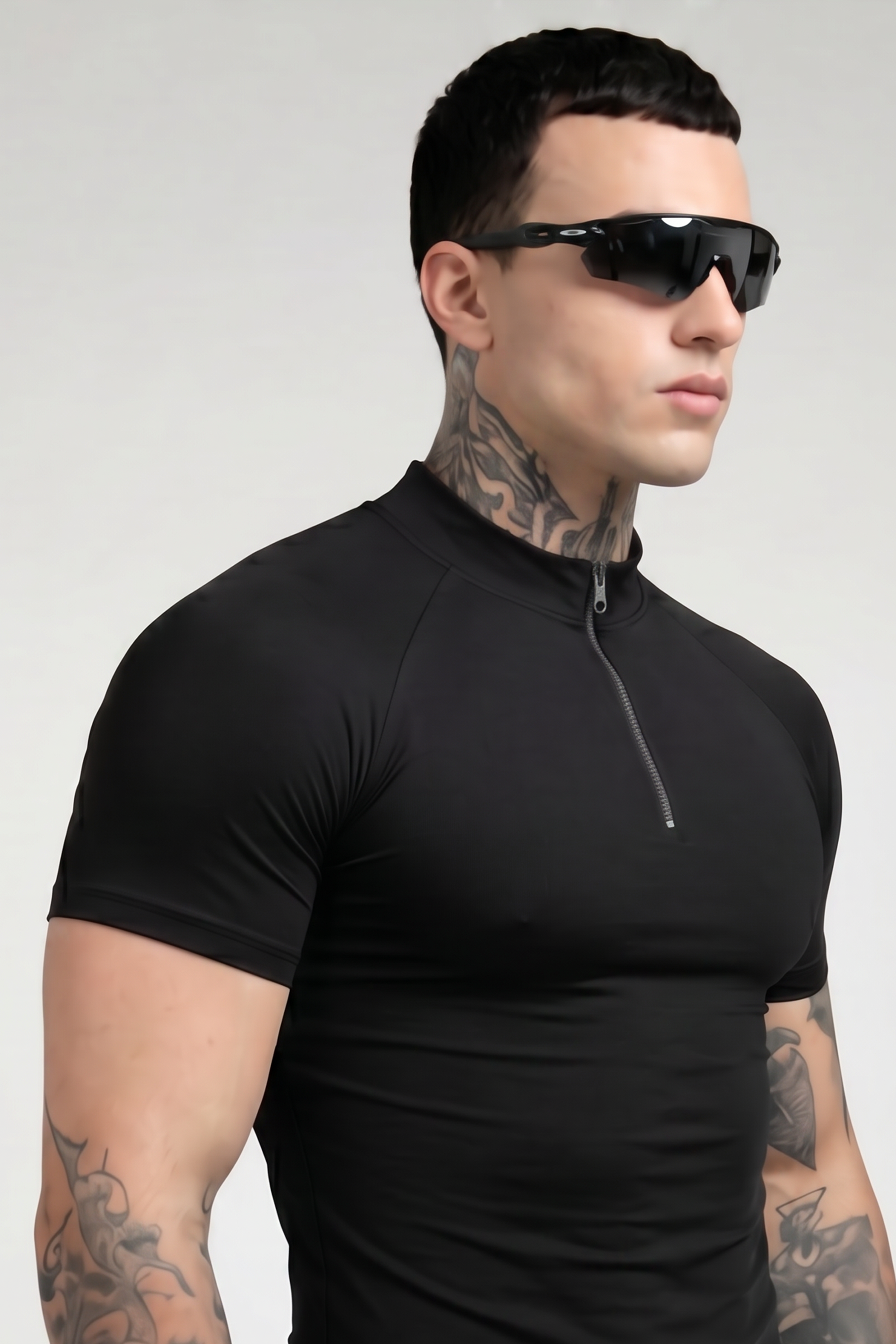 Image of Blackout Flex Zip Compression Tshirt Half Sleeve Black