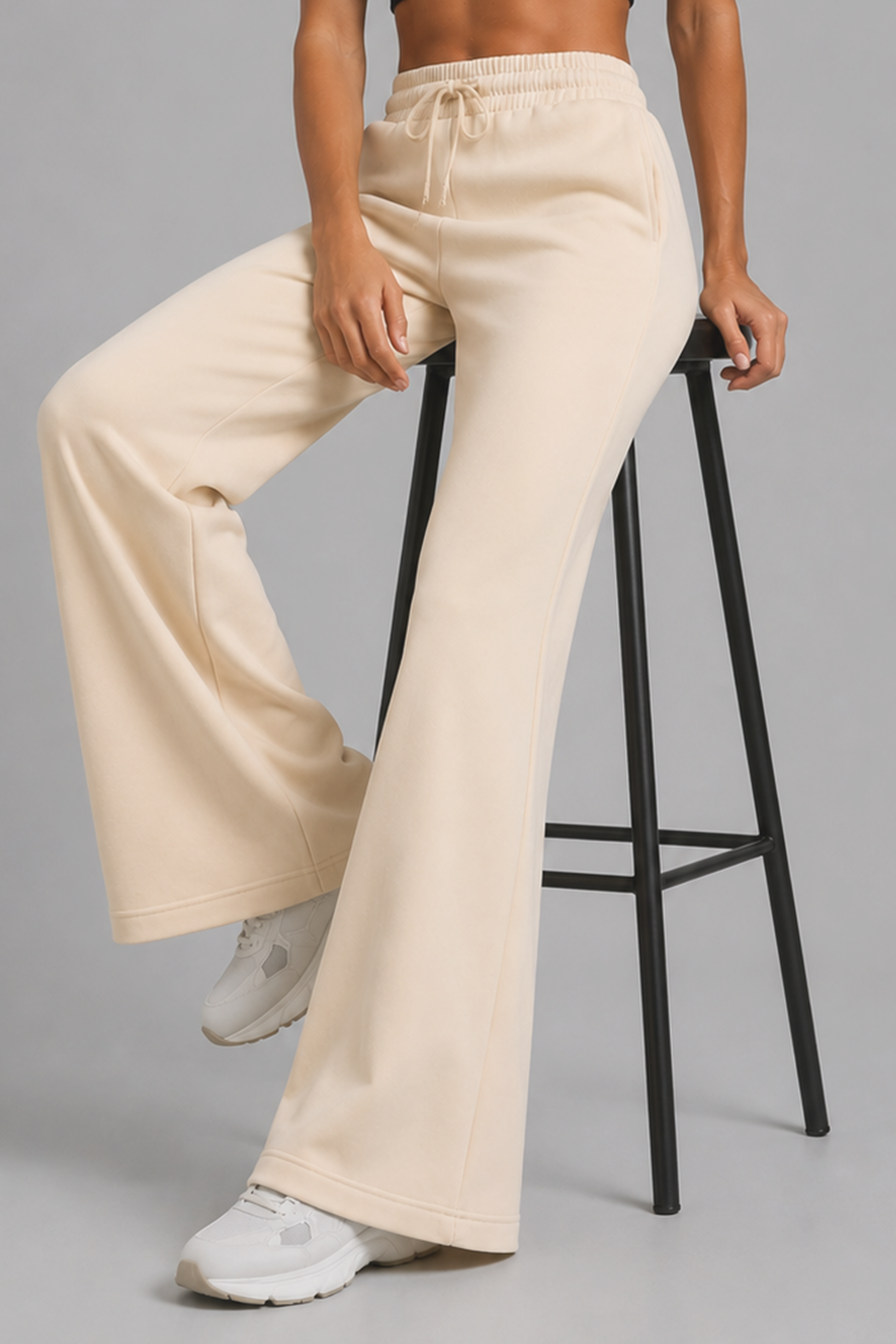 Beige flared pants for everyday comfort and movement