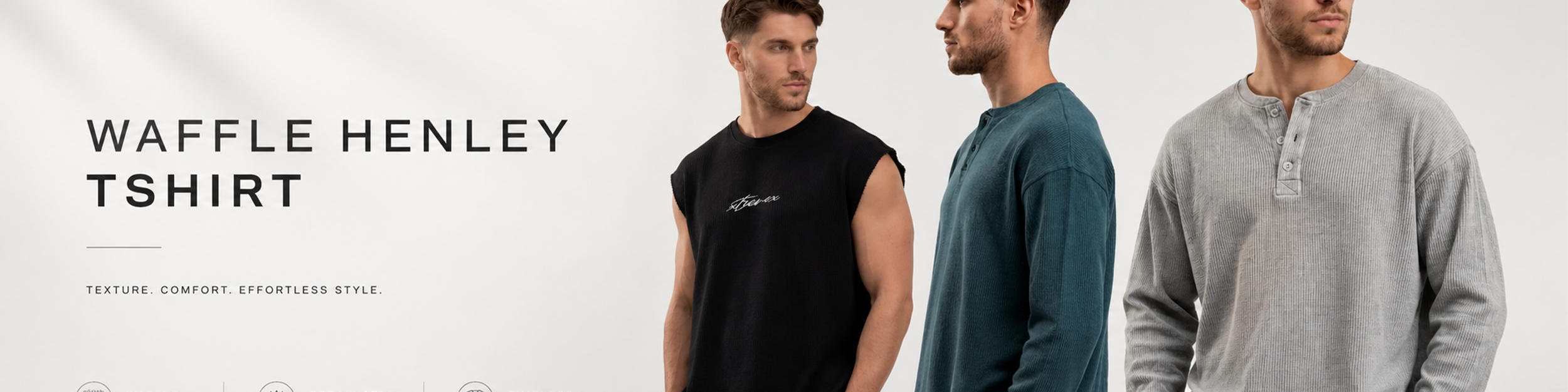 Men's waffle henley t-shirts: premium casual collection