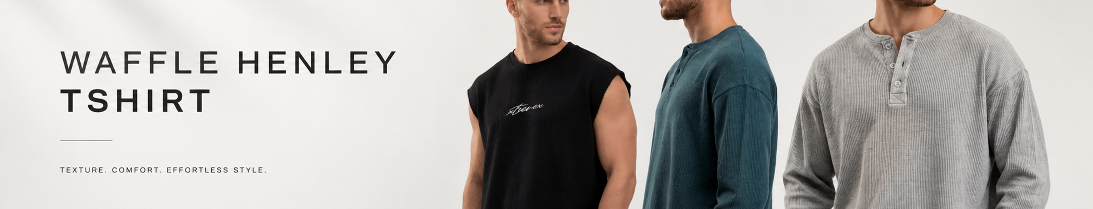 Men's waffle henley t-shirts premium casual collection