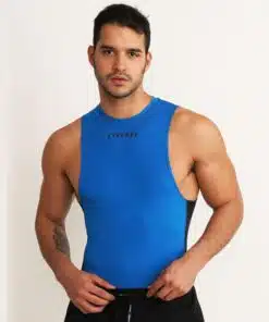 Sleeveless Drop Arm Compression Tshirt - Blue, S