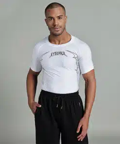 Tribal Compression Tshirt Half Sleeve - White, XL